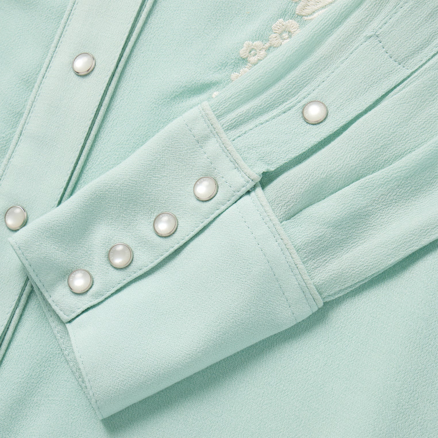 Aqua Crepe Western Shirt | Stetson Blue