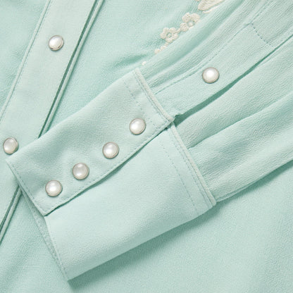 Aqua Crepe Western Shirt | Stetson Blue