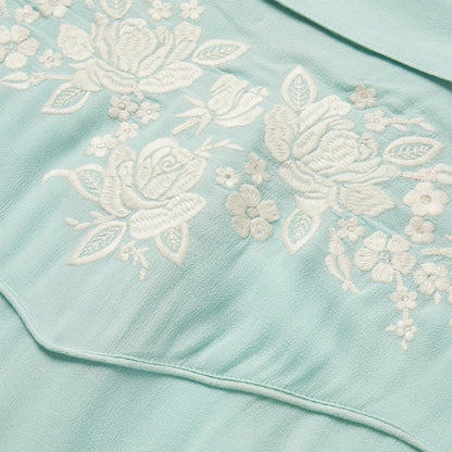 Aqua Crepe Western Shirt | Stetson Blue