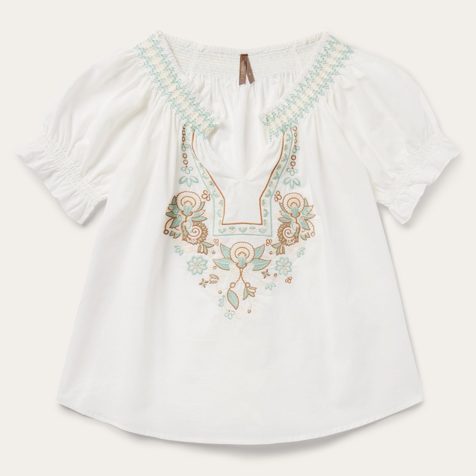 Cotton Voile Peasant Blouse | Stetson White