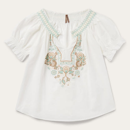 Cotton Voile Peasant Blouse | Stetson White