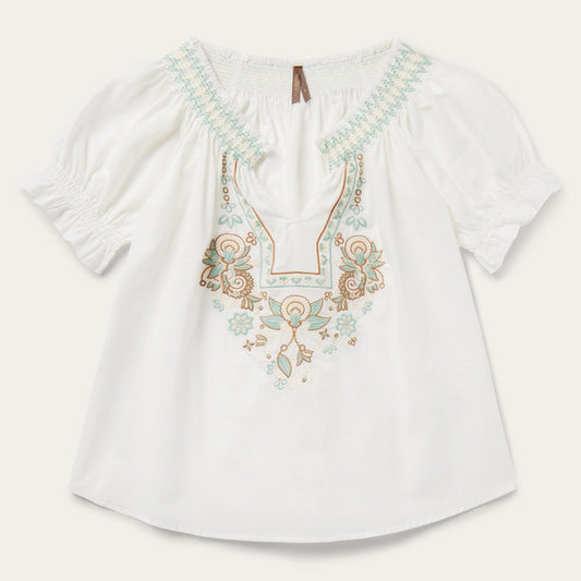 Cotton Voile Peasant Blouse | Stetson White
