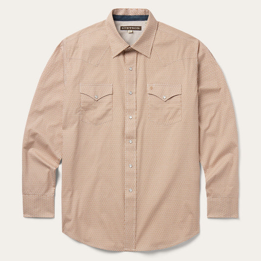 Diamond Print Western Shirt | Stetson Orange