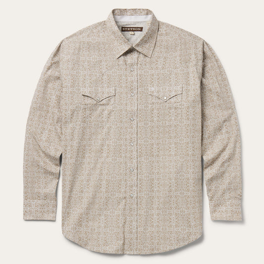 Medallion Print Western Shirt | Stetson Brown