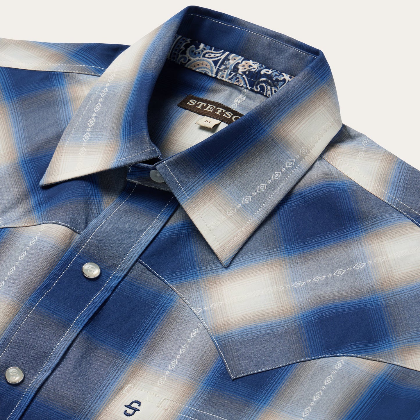 Blue Ombre Plaid Short Sleeve Western Shirt | Stetson Blue