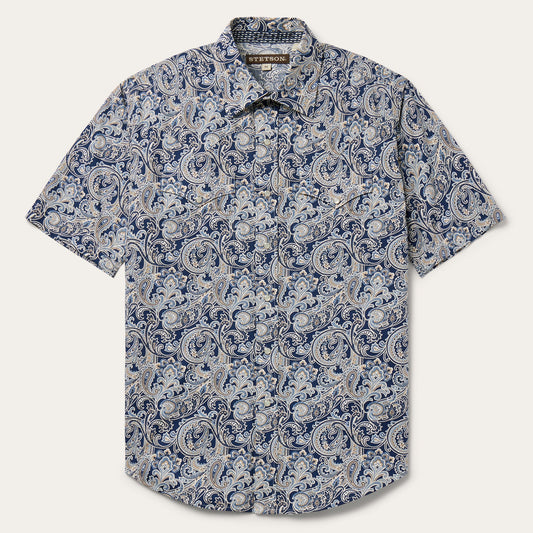 Greenspring Paisley Short Sleeve Western Shirt | Stetson Blue