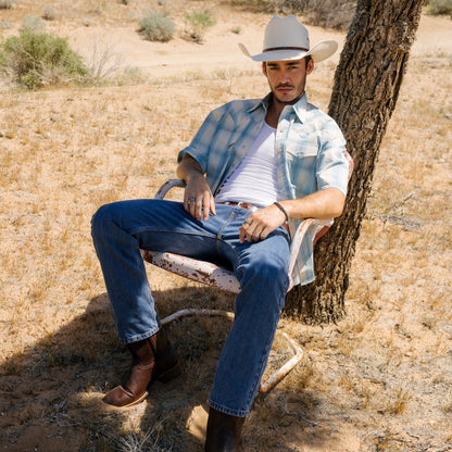 Ombre Plaid Short Sleeve Western Shirt | Stetson Blue