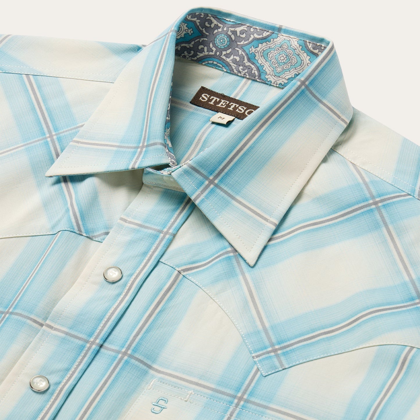 Ombre Plaid Short Sleeve Western Shirt | Stetson Blue