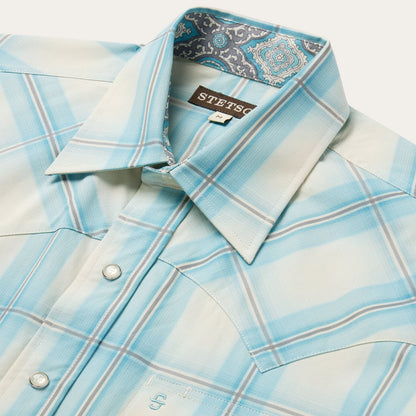 Ombre Plaid Short Sleeve Western Shirt | Stetson Blue