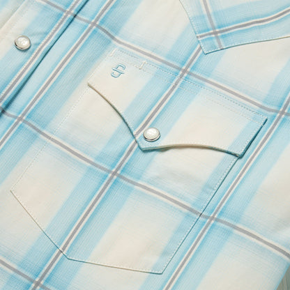 Ombre Plaid Short Sleeve Western Shirt | Stetson Blue