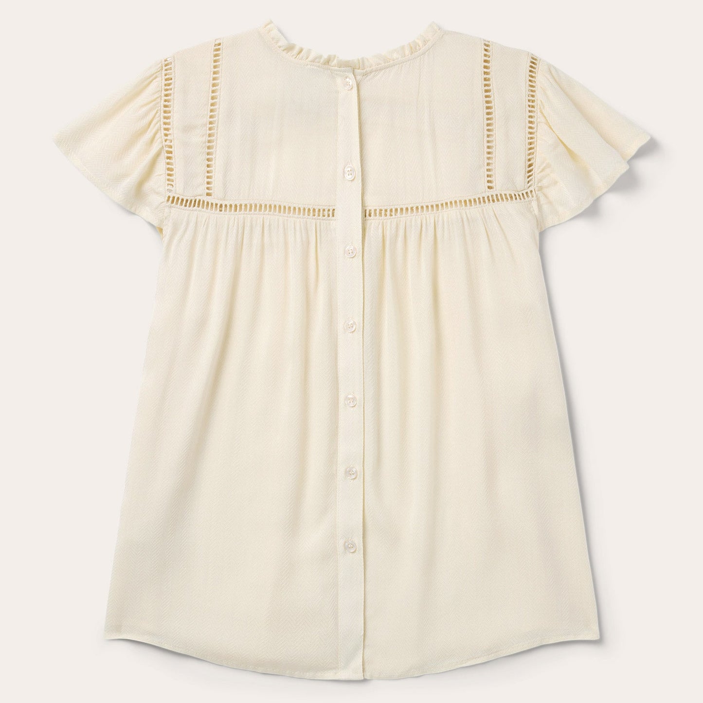 Cream Herringbone Blouse | Stetson White