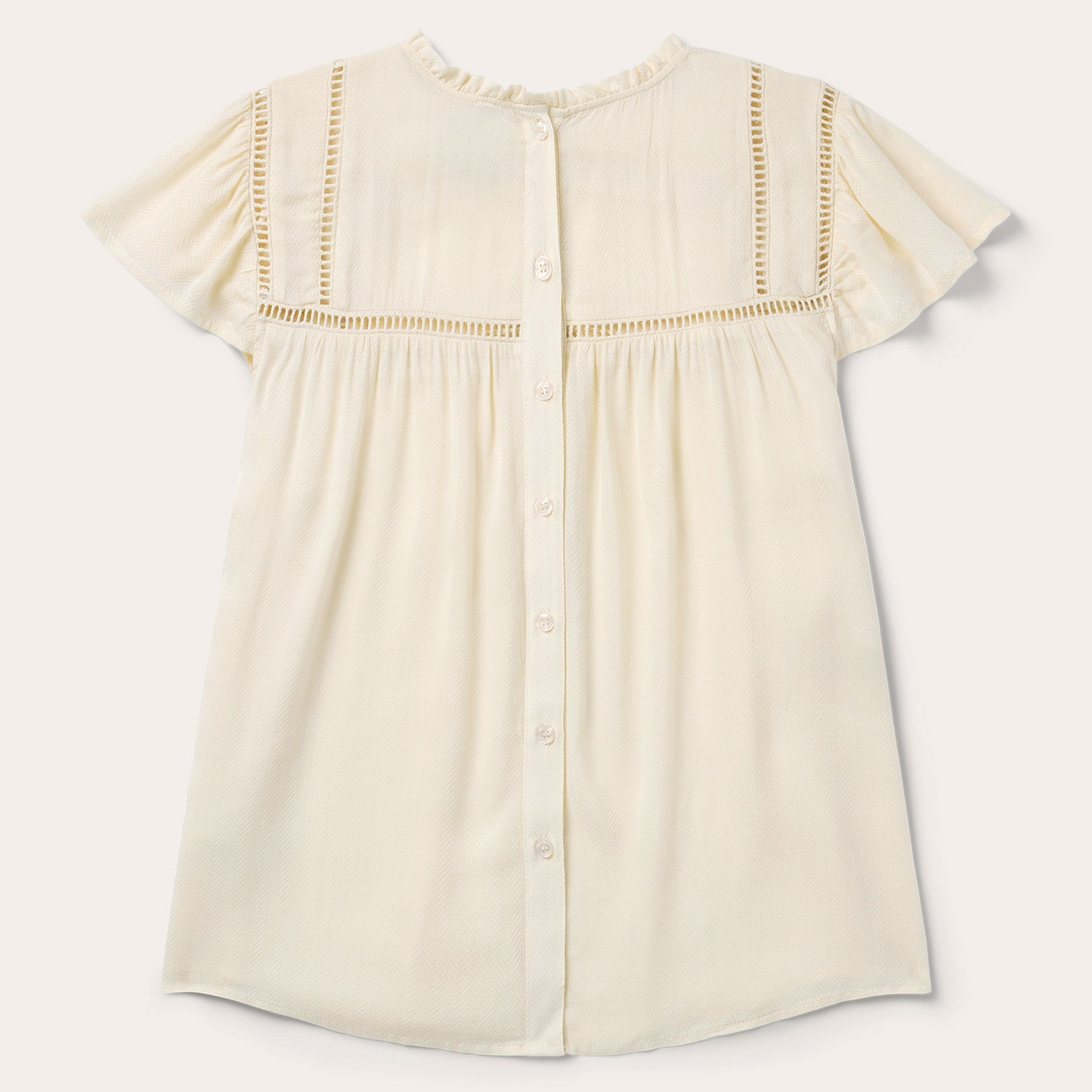 Cream Herringbone Blouse | Stetson White