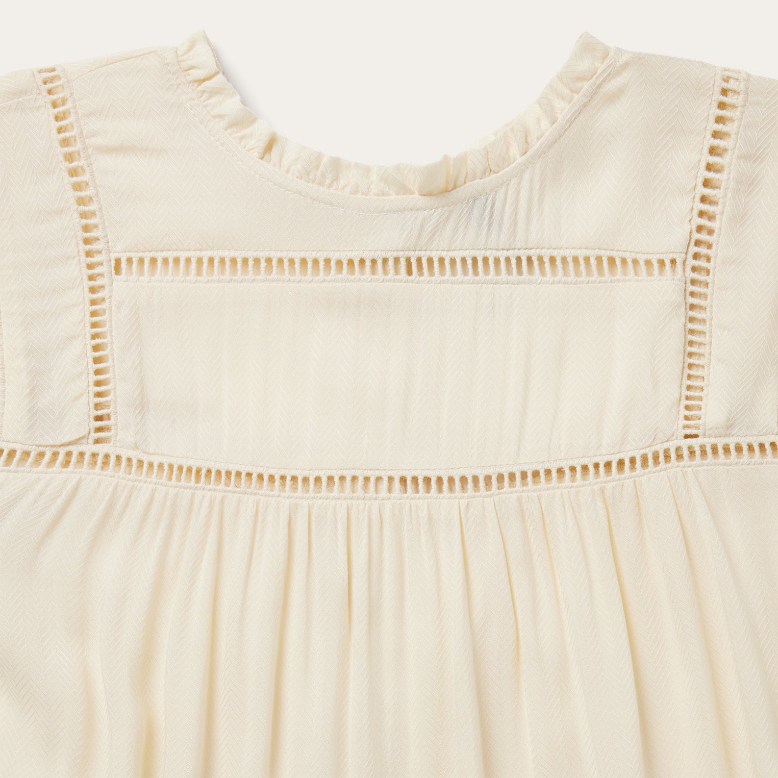 Cream Herringbone Blouse | Stetson White