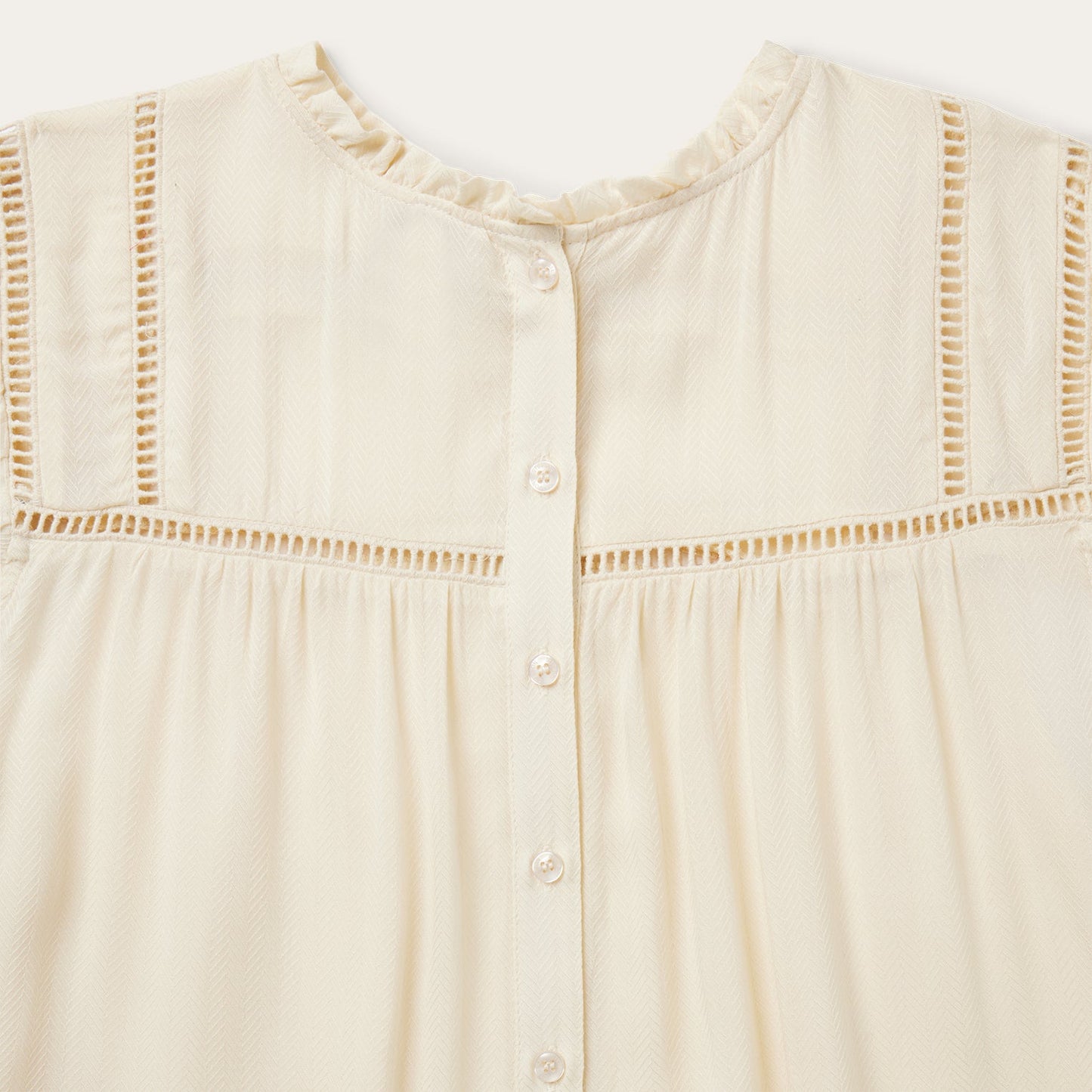 Cream Herringbone Blouse | Stetson White