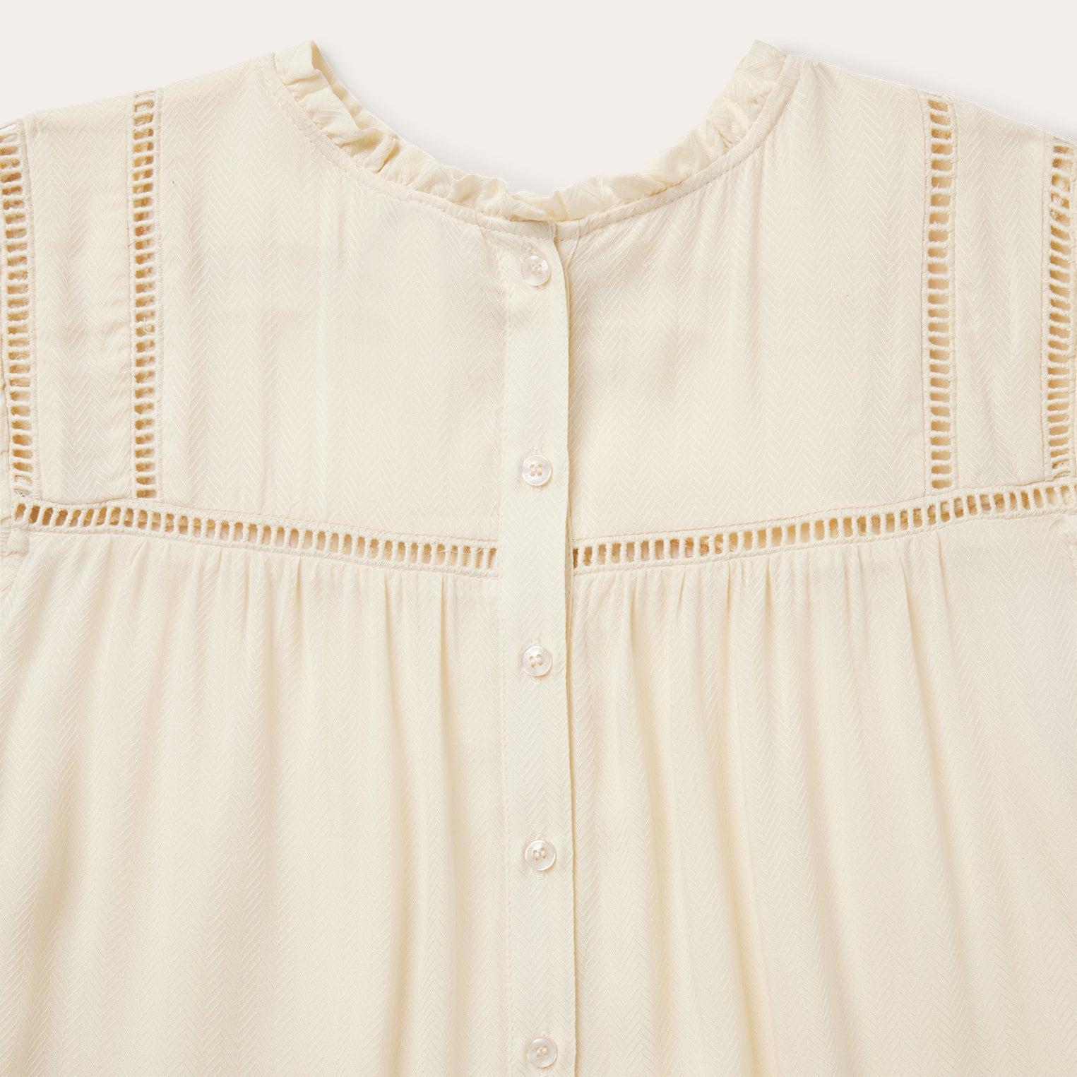 Cream Herringbone Blouse | Stetson White