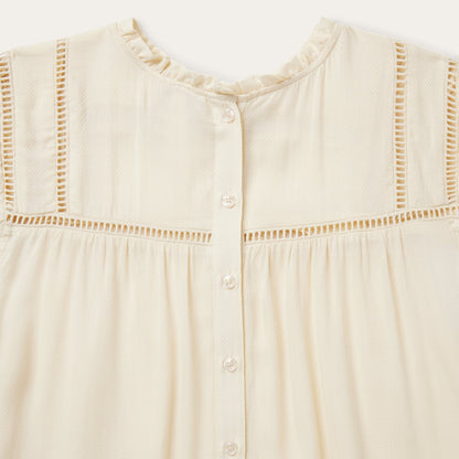 Cream Herringbone Blouse | Stetson White