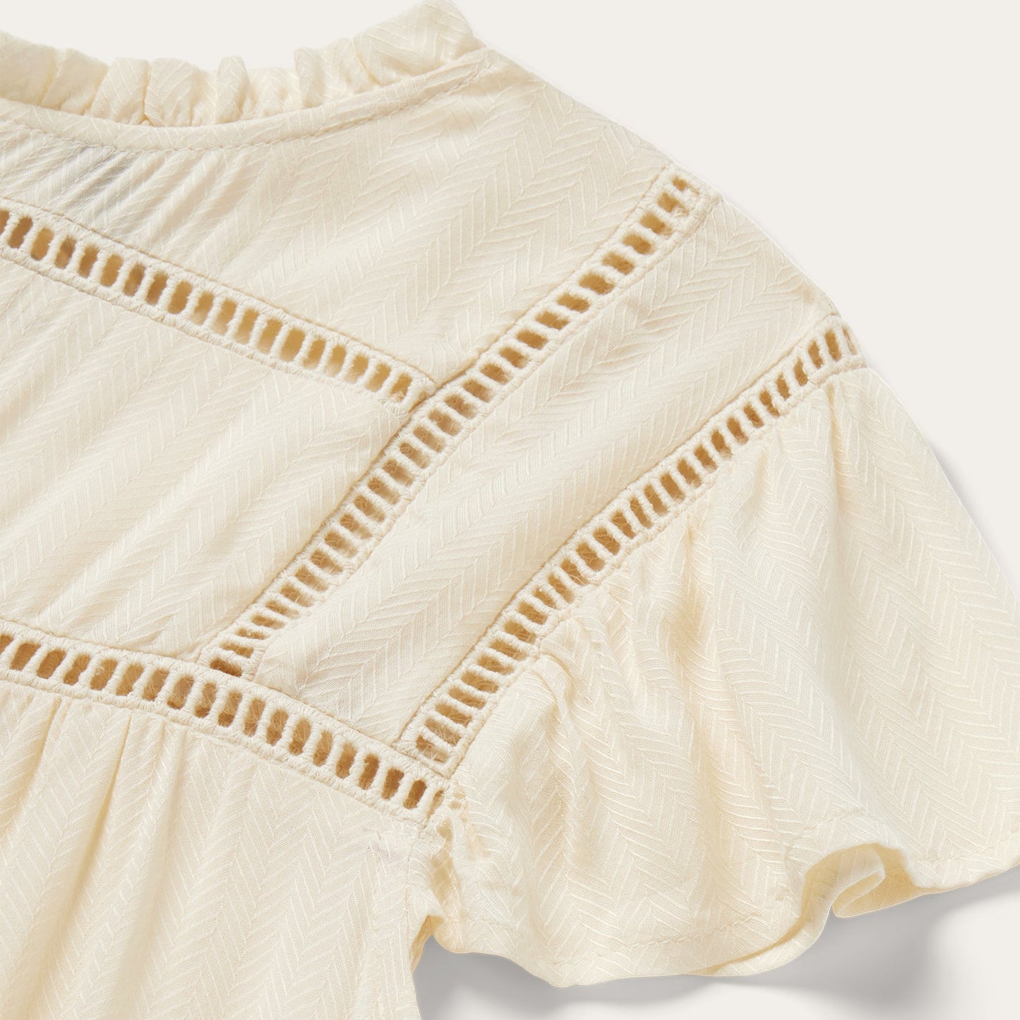 Cream Herringbone Blouse | Stetson White