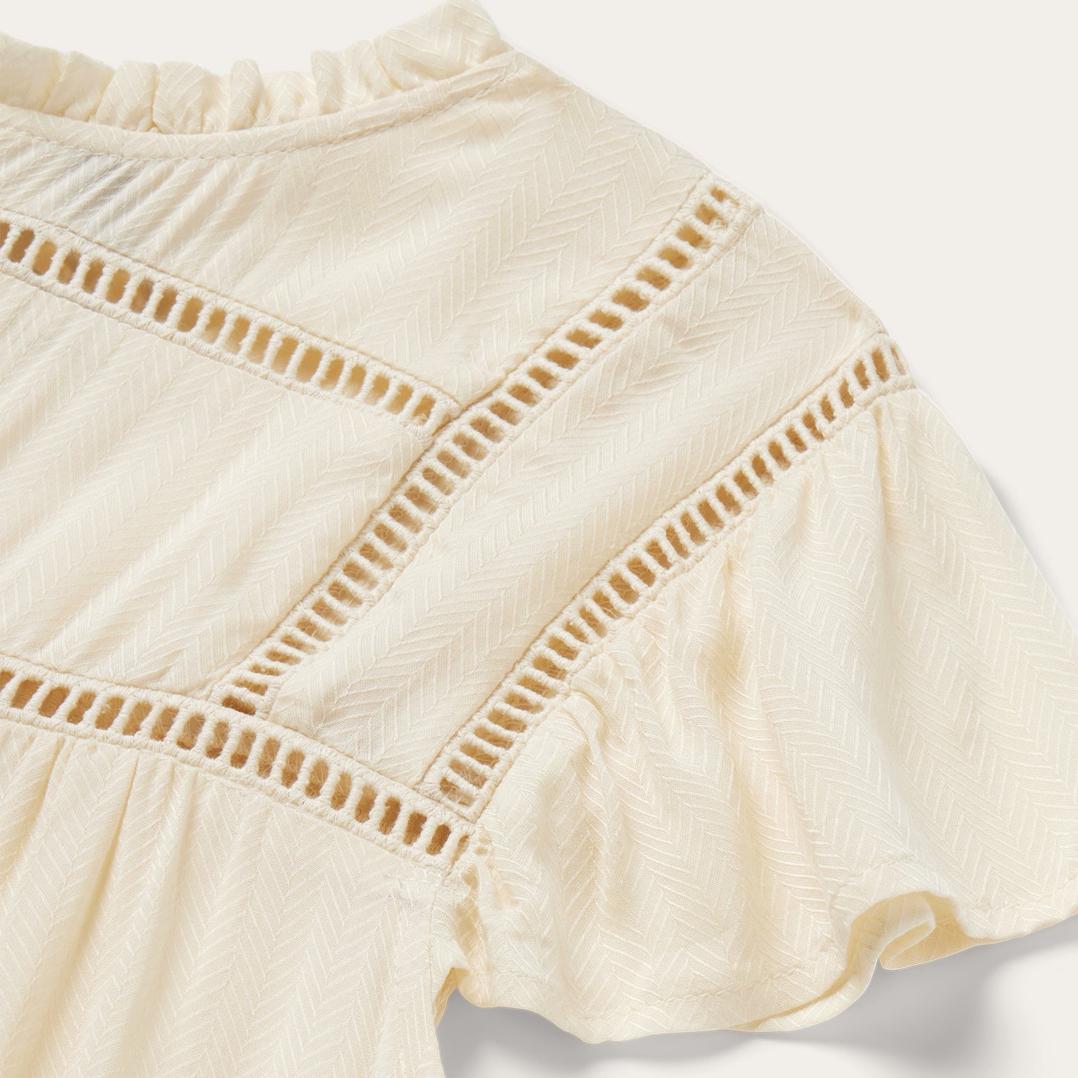 Cream Herringbone Blouse | Stetson White