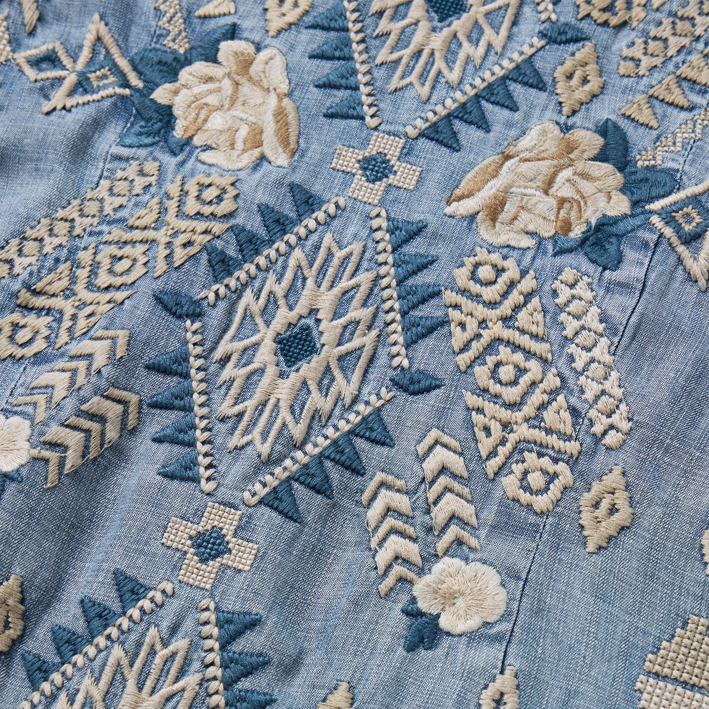 Embroidered Denim Twill Shirt Dress | Stetson Blue