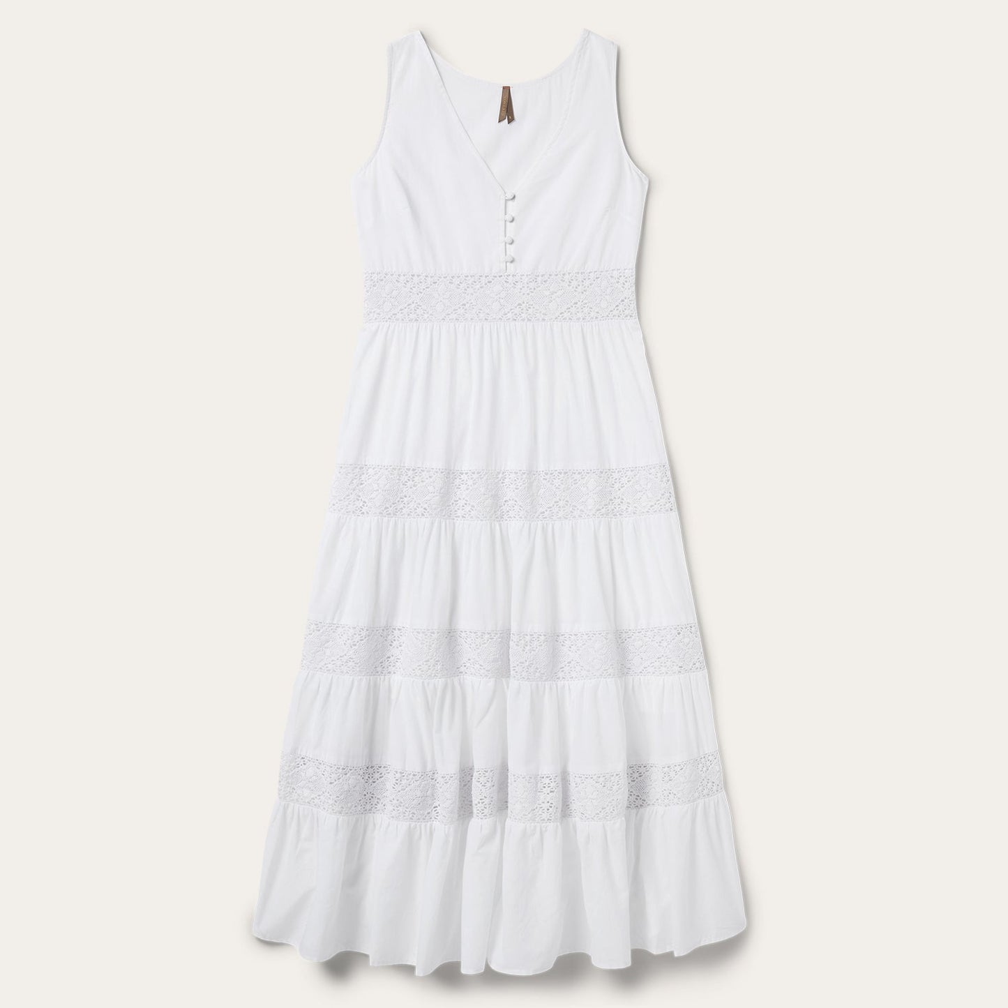 White Cotton Lawn Sleeveless Dress | Stetson White