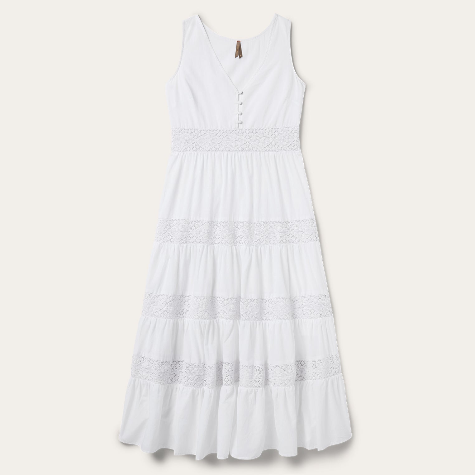 White Cotton Lawn Sleeveless Dress | Stetson White
