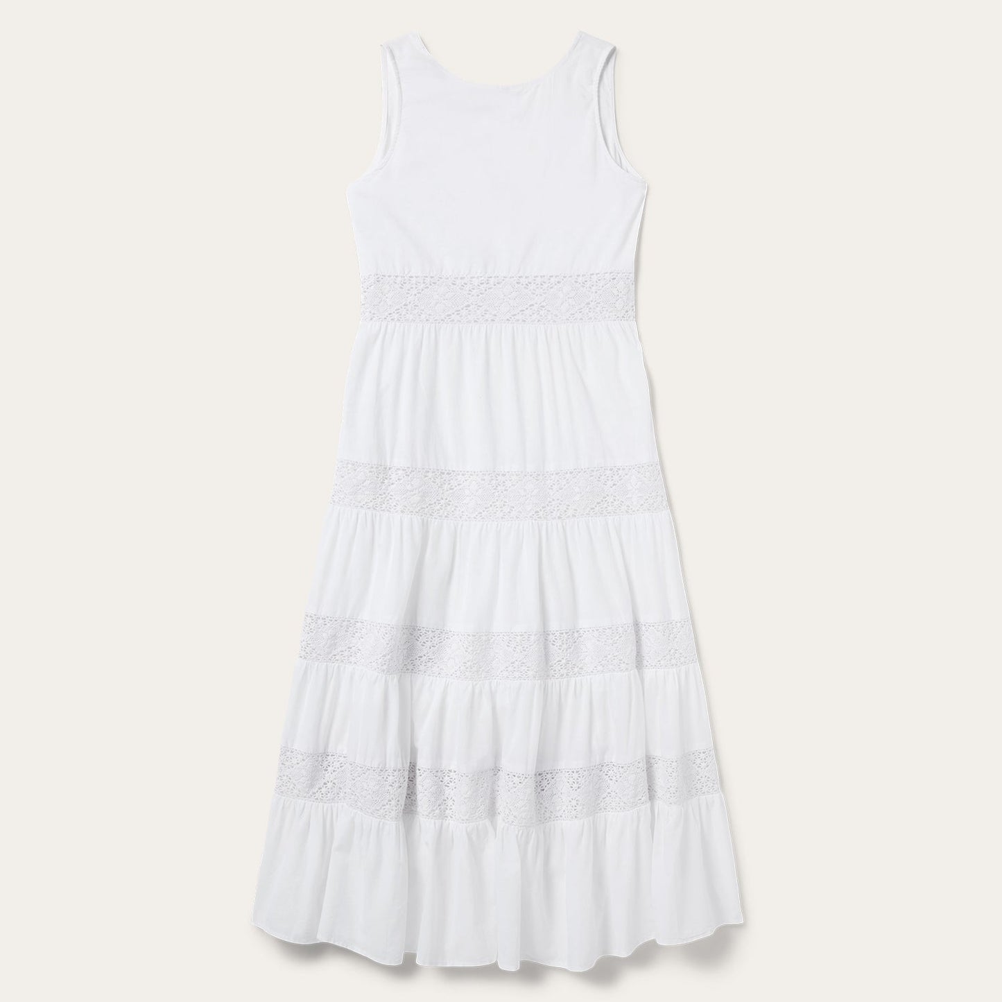 White Cotton Lawn Sleeveless Dress | Stetson White
