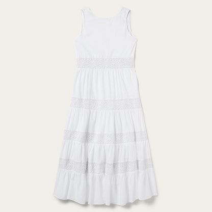 White Cotton Lawn Sleeveless Dress | Stetson White
