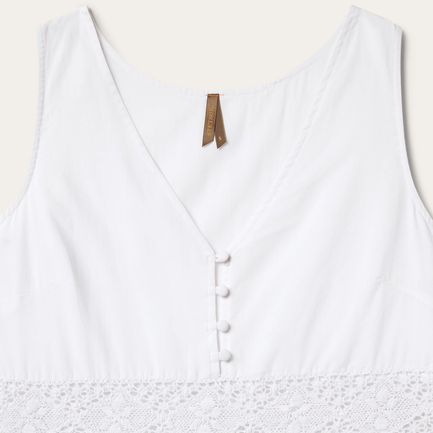 White Cotton Lawn Sleeveless Dress | Stetson White