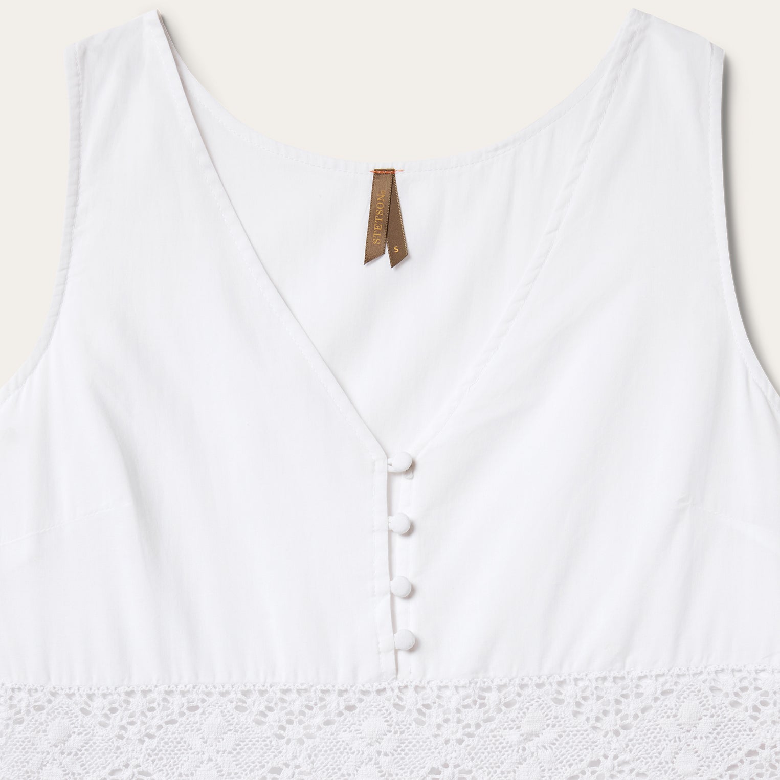 White Cotton Lawn Sleeveless Dress | Stetson White