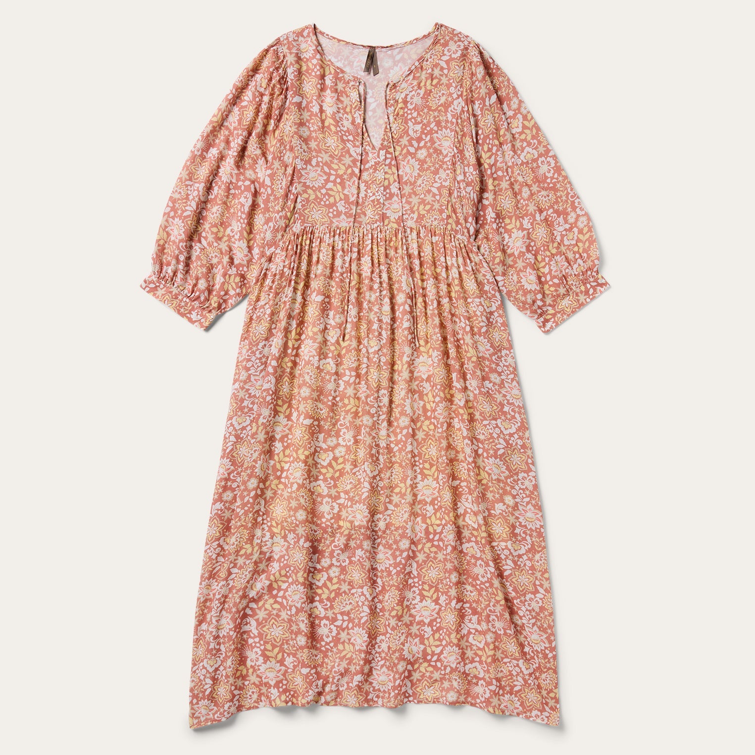 Sunset Floral Print Rayon Dress | Stetson Pink