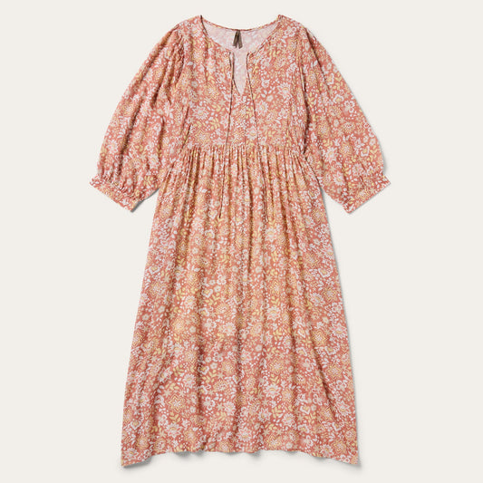 Sunset Floral Print Rayon Dress | Stetson Pink