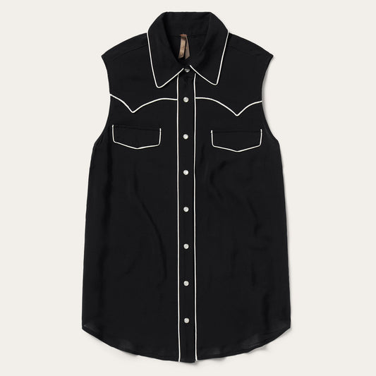 Black Sleeveless Western Shirt | Stetson Black