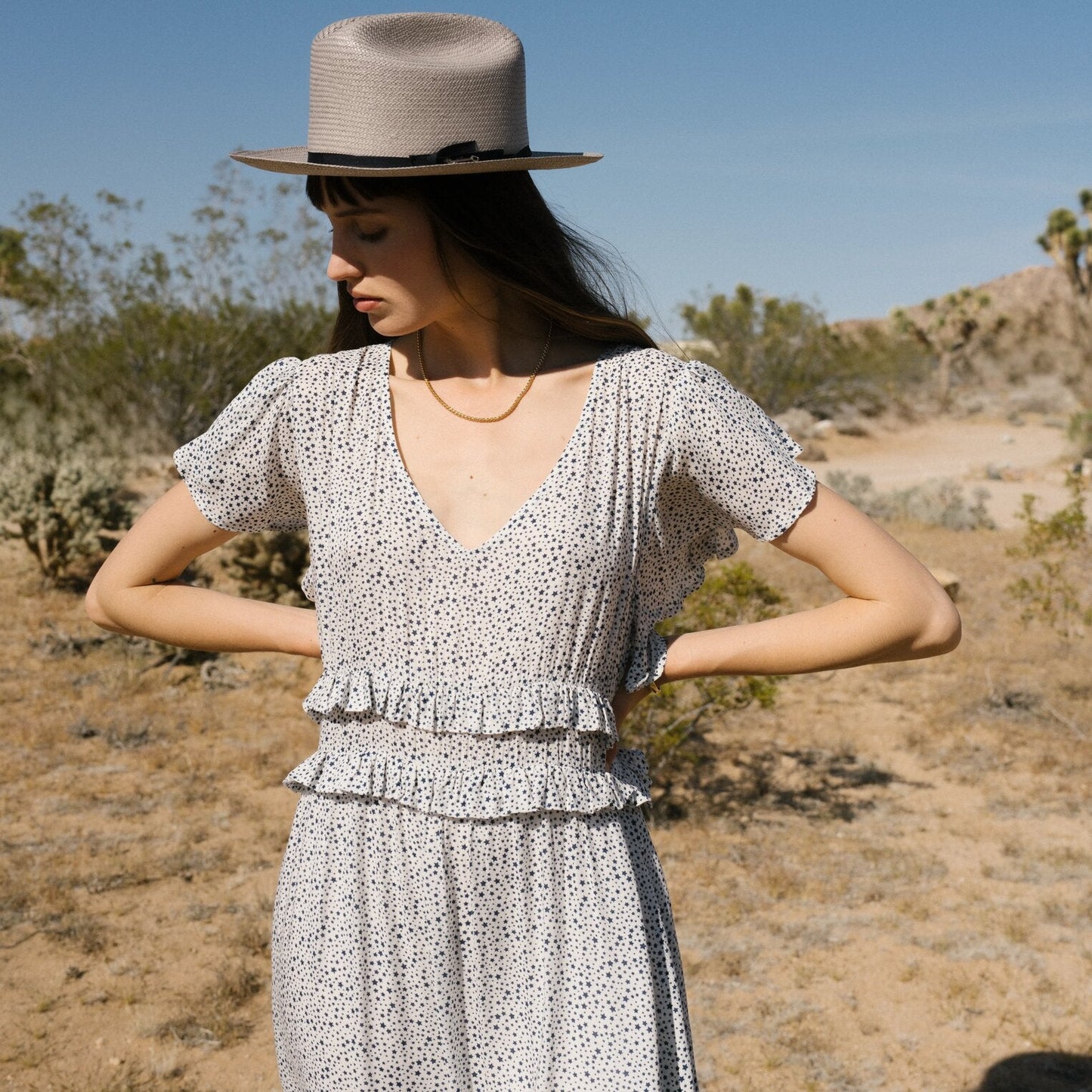 Stars Print Dress | Stetson White