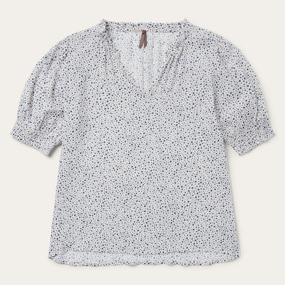 Stars Print Peasant Blouse | Stetson White