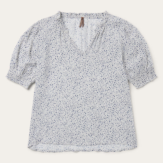 Stars Print Peasant Blouse | Stetson White