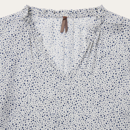 Stars Print Peasant Blouse | Stetson White
