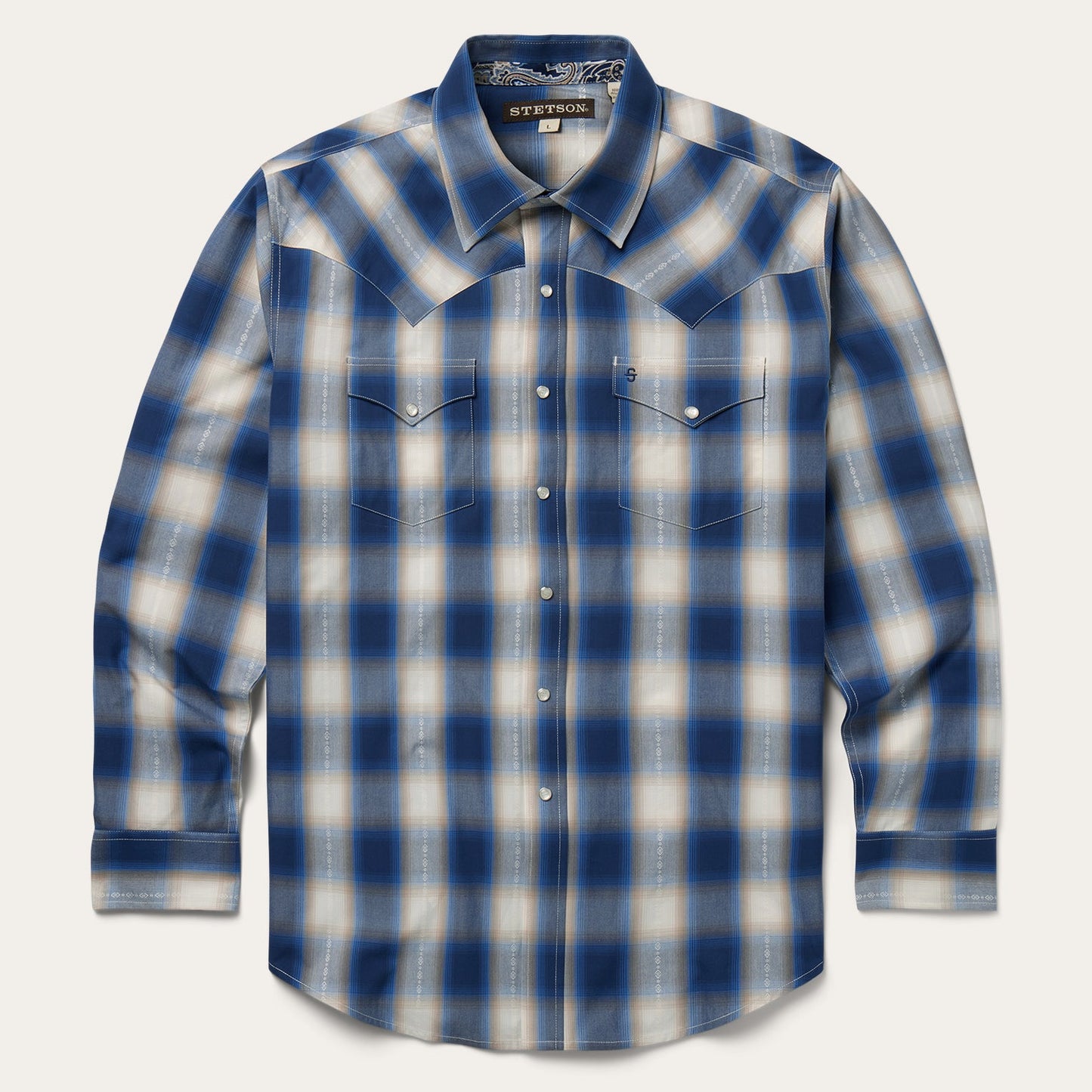Blue Ombre Plaid Western Shirt | Stetson Blue