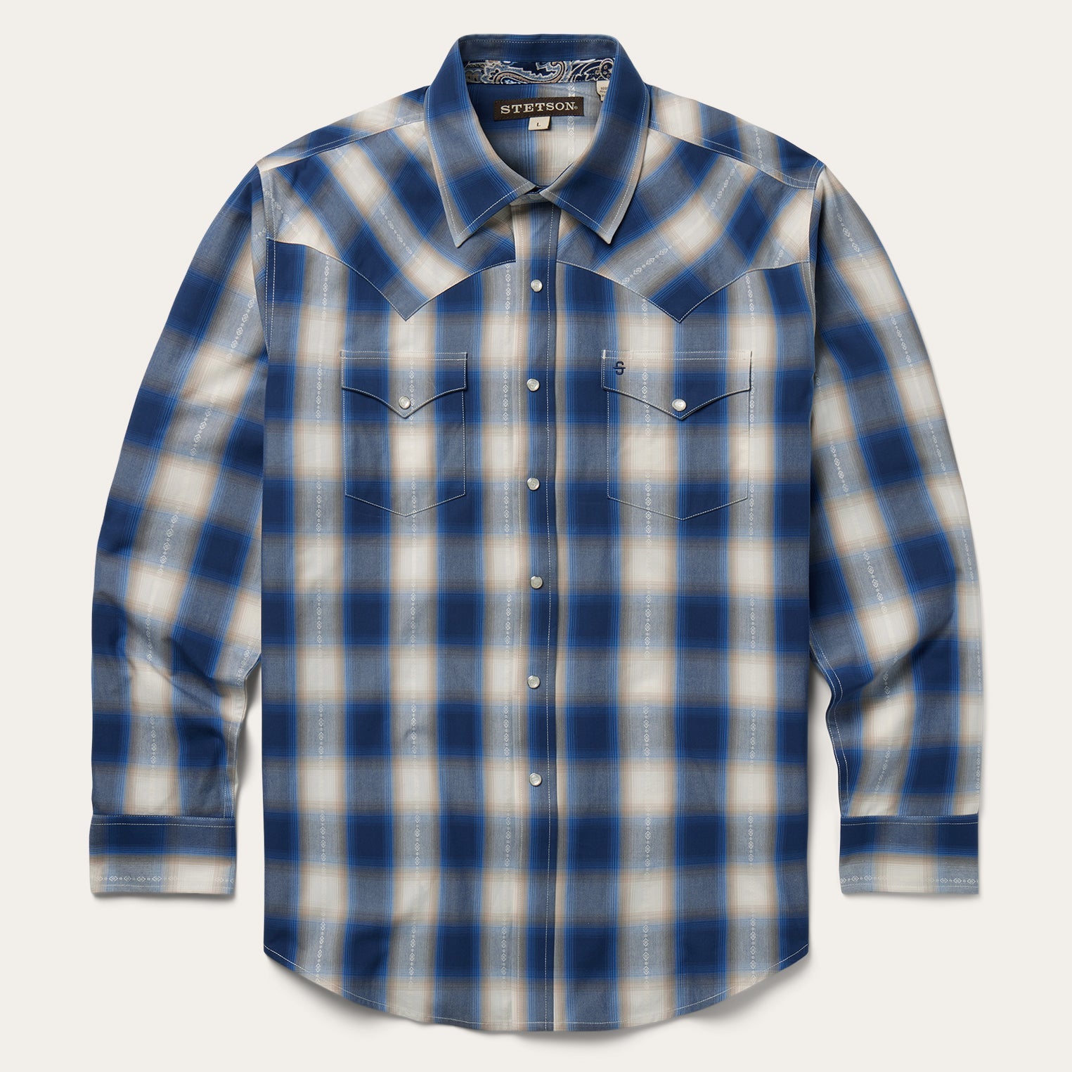 Blue Ombre Plaid Western Shirt | Stetson Blue