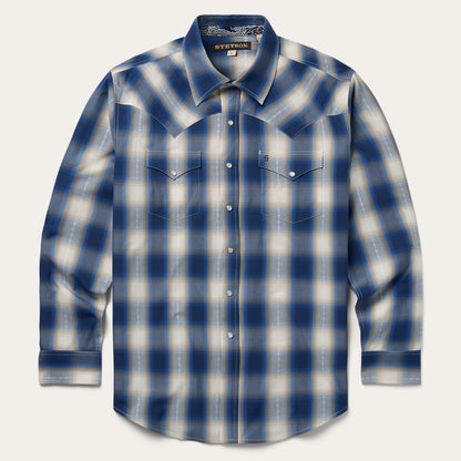 Blue Ombre Plaid Western Shirt | Stetson Blue