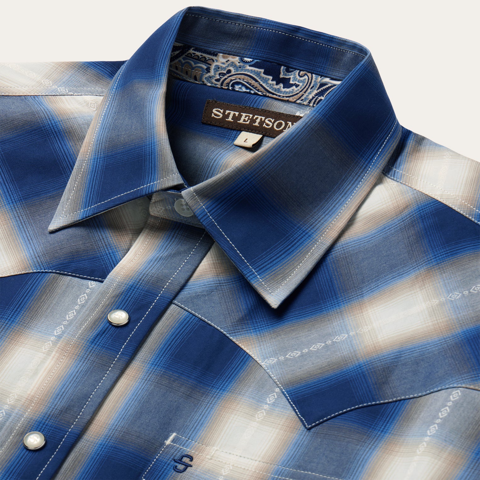Blue Ombre Plaid Western Shirt | Stetson Blue