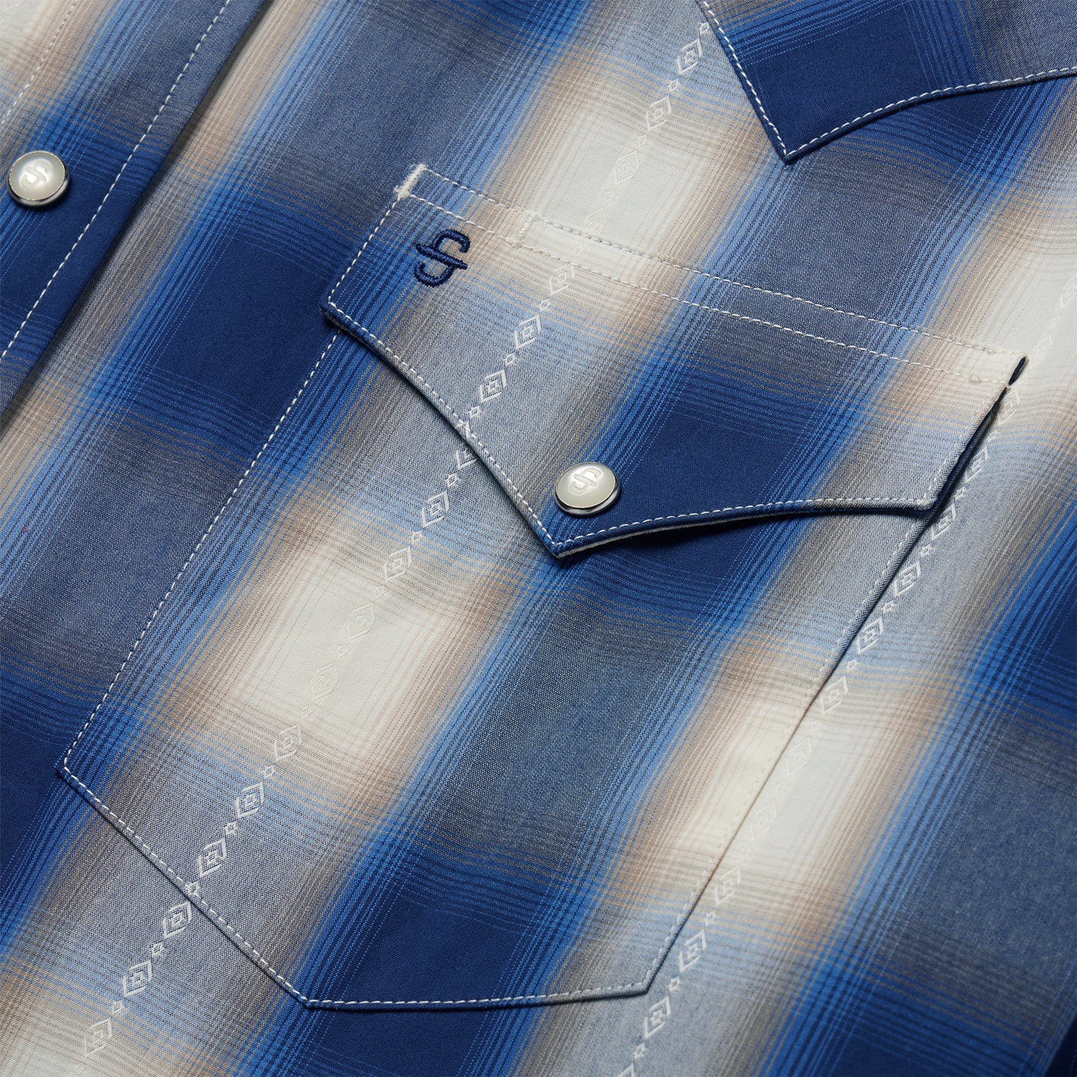 Blue Ombre Plaid Western Shirt | Stetson Blue