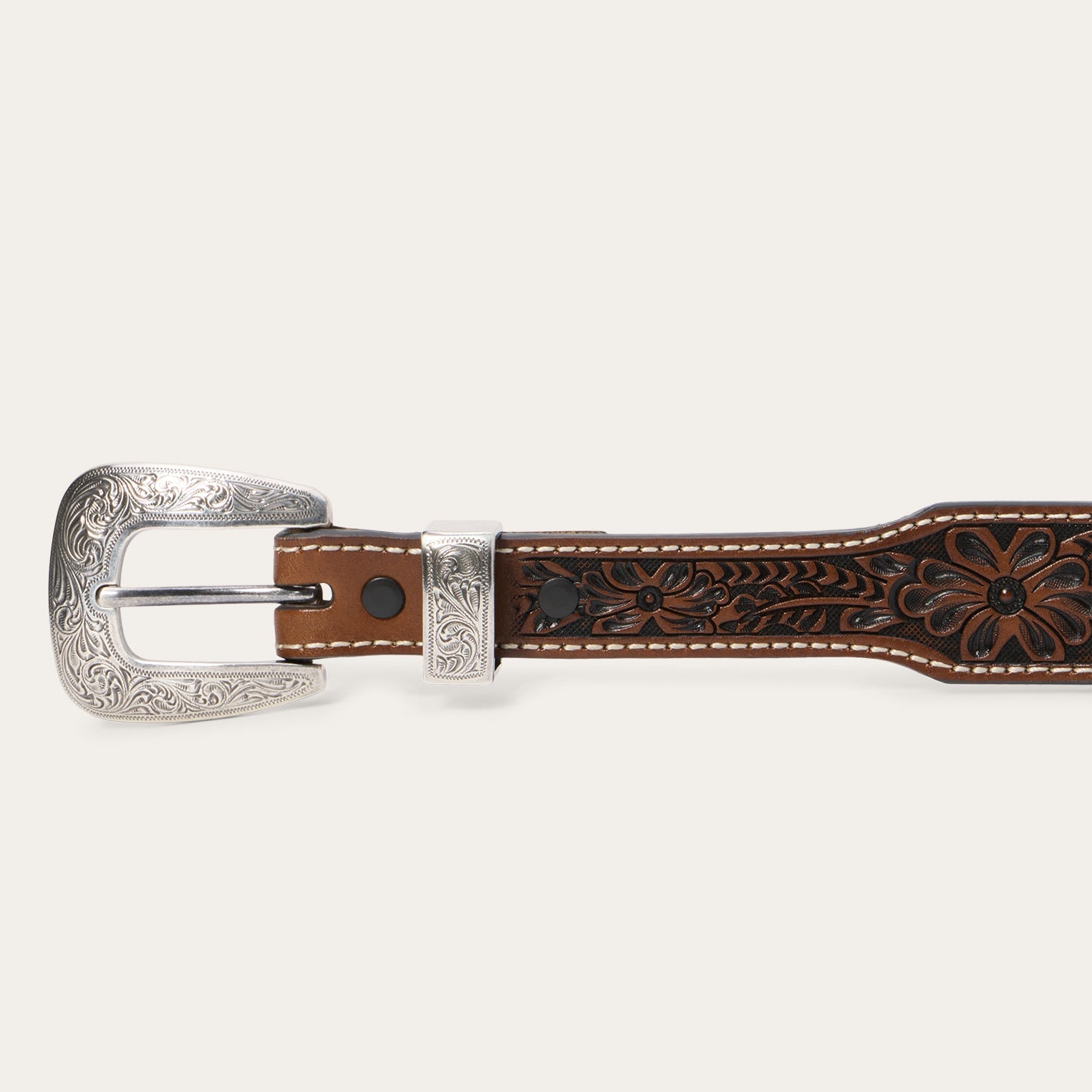 Tooled Tapered Belt | Stetson Brown/Sand