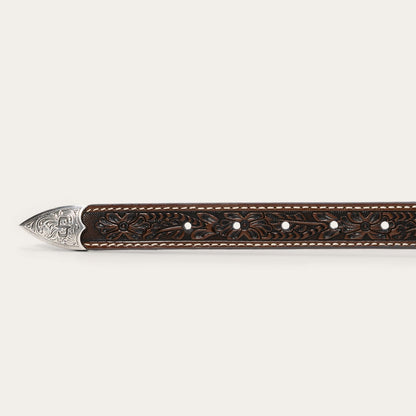 Tooled Tapered Belt | Stetson Brown/Sand