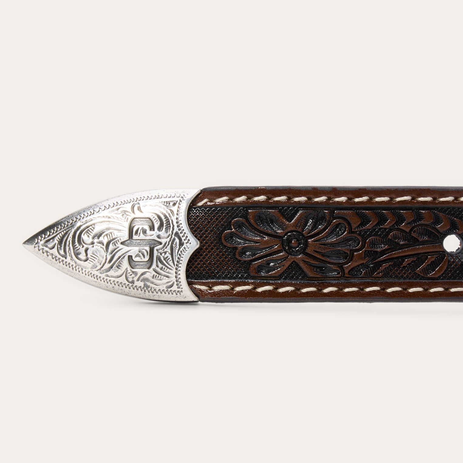 Tooled Tapered Belt | Stetson Brown/Sand
