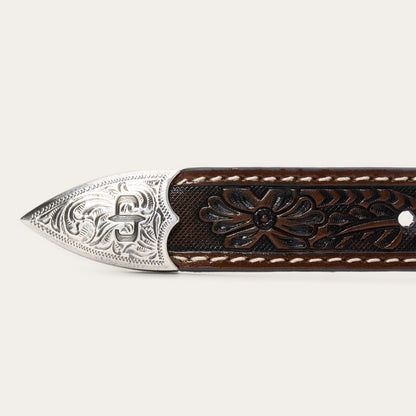 Tooled Tapered Belt | Stetson Brown/Sand