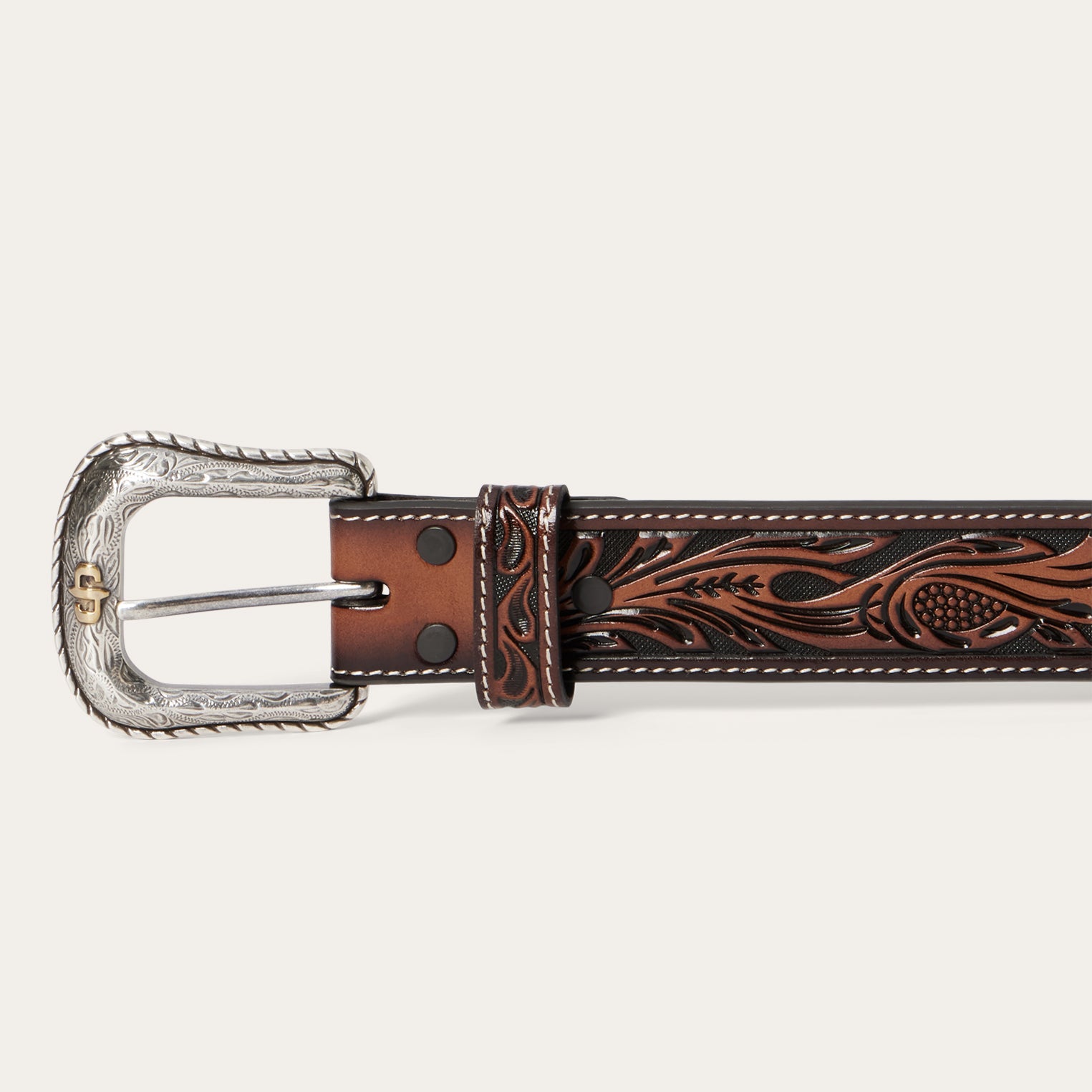Tooled Belt | Stetson Dark Brown
