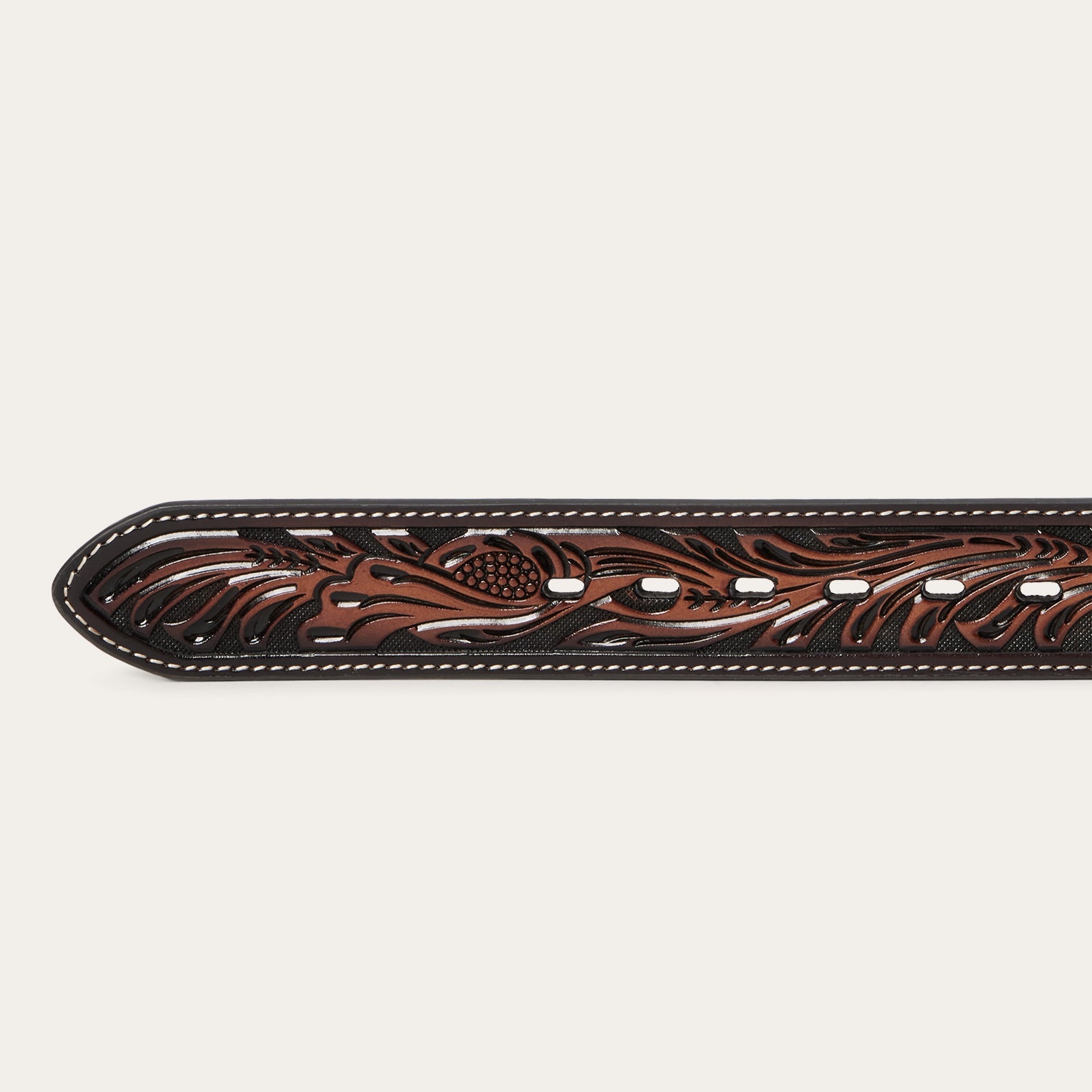 Tooled Belt | Stetson Dark Brown