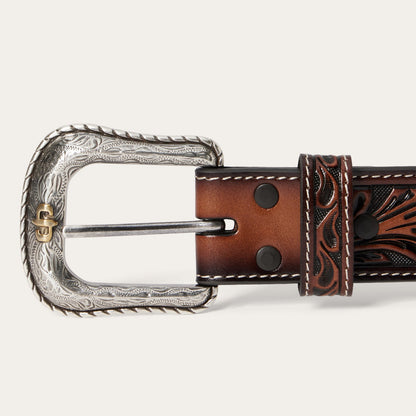Tooled Belt | Stetson Dark Brown