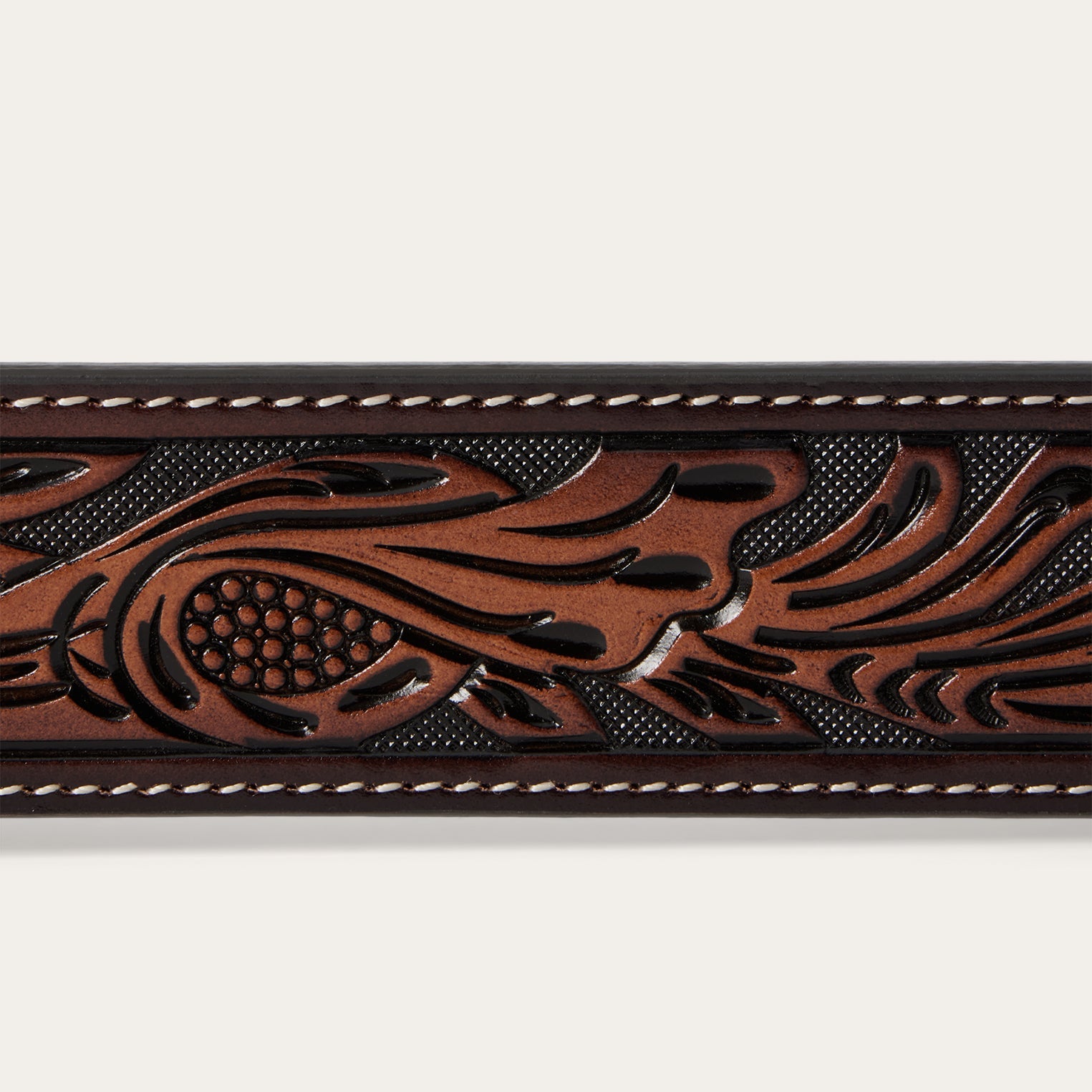 Tooled Belt | Stetson Dark Brown