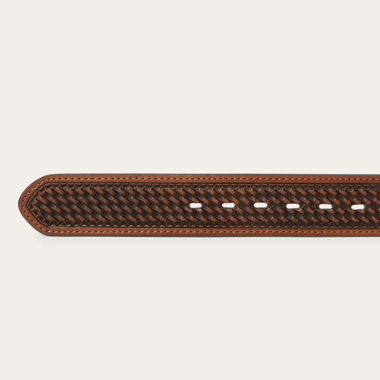 Pebble Leather Basket Weave Tabs Belt | Stetson Natural/Brown